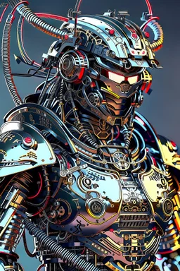Cybernetic samurai wearing biomechanical armor, photorealistic