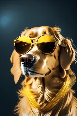 dog with gold glasses
