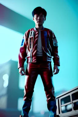 Fashion Portrait, Kaneda of Akira movie, retro futuristic style, glow eyes, cinematic, Ultra realistic, wide angle view, soft color, highly detailed, unreal engine 5, RTX, ultra detail, volumetric lighting, 3d, finely drawn, high definition.