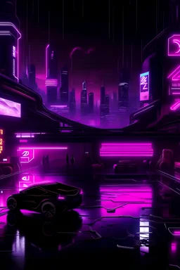 pos-apocalyptic cyberpunk city, a plubicity showing the number "2222", illuminated purple neon, dark, high contrast