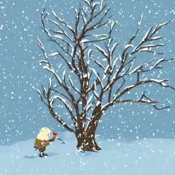 Branch ate in the snow illustration