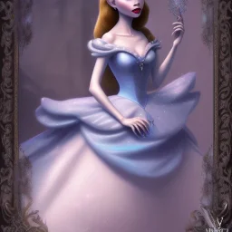 extrem tim burton style cinderella, ultra detailed,