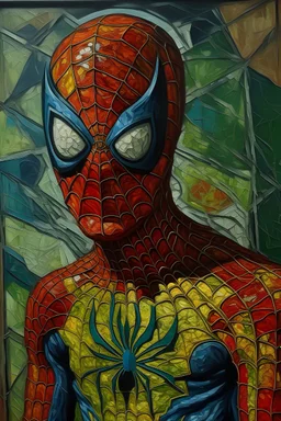 portrait of spider man by van Gogh