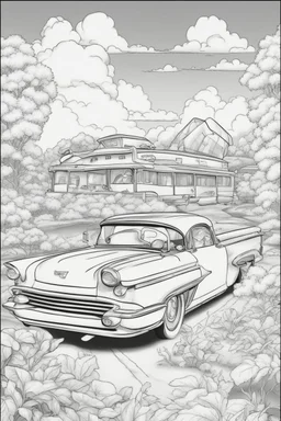 coloring page for kids, AUTO RICKSHOW, thick outline, low details, no shading, no color