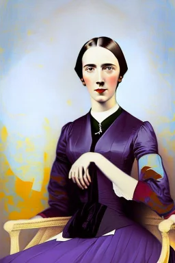 Young Emily Dickinson portrait by Bekir Salim, Fine Art, Art Deco, Abstract Realism, Figurative, high quality, historical