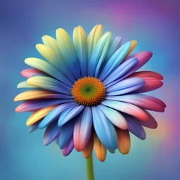 create an interesting blue daisy with color rainbow and colour backgrounds