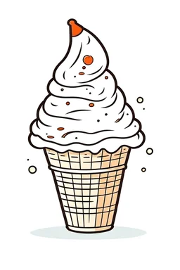 Draw a simple Ice cream, White background, Clean line art, No shadows and clear and well outlined. no shadows any body