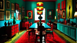comedor al estilo Pedro Almodóvar