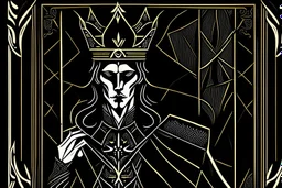 Stylized goth king, In the style of Tarot and Art Deco, Black colours