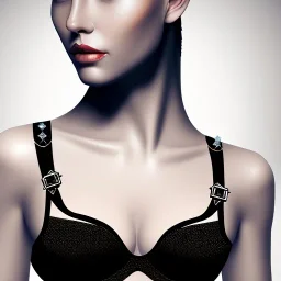 black hair lady warrior bra with diamonds