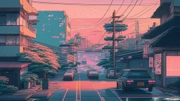 soothing 80s Japanese city ,