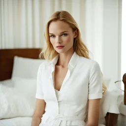 she is a sloggy model in the apartment, in her cut white cotton sloggy, she looks like Kate Bosworth
