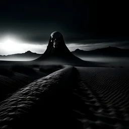 black and white grim reaper in the distance