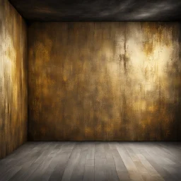 Hyper Realistic grungy-glowing-golden-scratched-blocked-fancy-wall textured studio-room