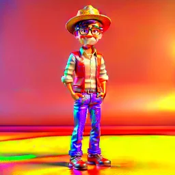 3D, cartoon, Gustavo Petro, full body, shoes, hat