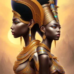 sango fantasy, fantasy magic, intricate, sharp focus, illustration, highly detailed, digital painting, concept art, matte, masterpiece head sexy view black African beauty black afro hair earth lady silver falcon head Egyptian princess pyramid sphinx background