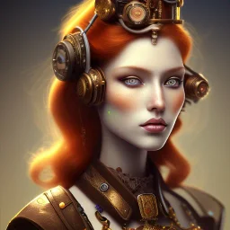  portrait of a beautiful steampunk women with ginger hair, 8k resolution