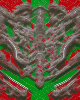 A huge structure forming the number 101, red white and green background