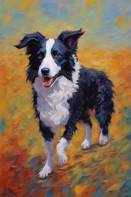 Border collie portrait impasto impressionist expressionism impasto oil painting