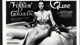 NIFFIN’ GLUE magazine #871 (Vroker 834) high res photo cover by Helmut Newton: special 'boundage with heavy chains for her' issue; guest star : Lilitha Embervein in nightgown and diapers, daughter of the flame-wielding cult of Pyr’Zhar,