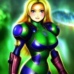 ultra detailed fullbody portrait of busty beautiful Samus Aran, extremely detailed digital painting, intrincate, extremely detailed smiling face,crystal clear Big Green eyes, in the style of Ohrai Noriyoshi and robert e howard and pablo oliveira and Ken Kelley and Keith Parkinson,mystical colors,perfectly centered image, perfect composition, rim light, beautiful lighting,8k, stunning scene, raytracing