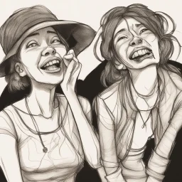 a drawing of two women's sketched on paper, in the style of quirky expressions, rusticcore, chiaroscuro sketches, yosuke ueno, rough clusters, close up, comical caricatures