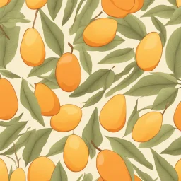 A background with colors of mango and its leaves and some light orange