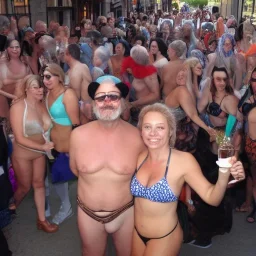 bikini clad solstice celebration attendees