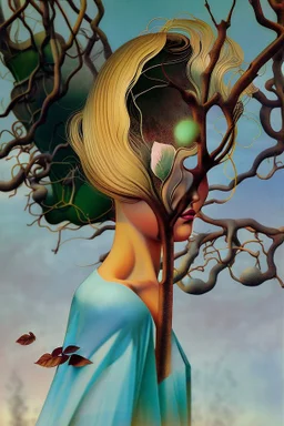 Streamline moderne woman windblown hair trees leaves carel weight Oxana dobrovolska catrin welz-stein andrea kowch andrea kurti art deco