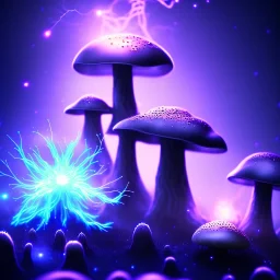 Spherical Frost metal magic armoured lightning glowing Mycelium MUSHROOM stars galaxy SPACE lANDSCAPE BURNING IN BLUE FLAMES hellfire abyss math chaos vivid cell