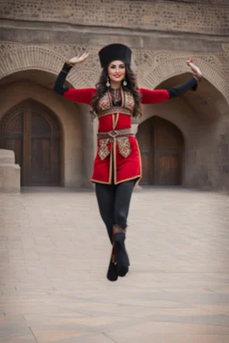 full body azeri lady in folk costum