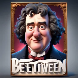 Create a Pixar-style 3D movie poster with Beethoven, and with the title: "Beethoven", ultra quality, hyper-detailed, maximalist, 8k