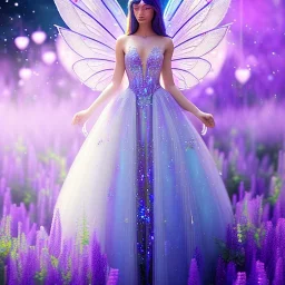 one small crystal subtle castle blue violet in a galactic ambiance with a beautiful fairy, transparent petals, delicate colors, bin the foreground, full of details, smooth，soft light atmosphere, light effect，vaporwave colorful, concept art, smooth, extremely sharp, full body shot, masterpiece, best quality, blue skinned, sparkling,8k,,blue eyes,sparkling makeup, long blond hair, fairy style , highly detailed body, sun light, 4K, RAW, depth of field,high contrast,