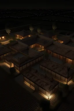 تصميم معمارى لقرية حرفية بها ورش حرفية شكل نسيج عمرانى من الطوب والمواد ذات اضاءه ليلية الاسمنيه ذات اسطح مستاويه القاهره