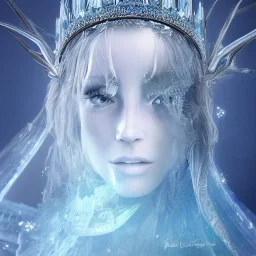 portrait of the most incredible, stunning, beautiful ice queen goddess, intricate crystal ice crown, iridescent gown, 8k resolution, high-quality, fine-detail, elaborate, digital art, detailed matte, volumetric lighting, beautiful, illustration, 3D octane render, brian froud, howard lyon, selina french, anna dittmann, annie stokes, lisa parker, greg rutowski,