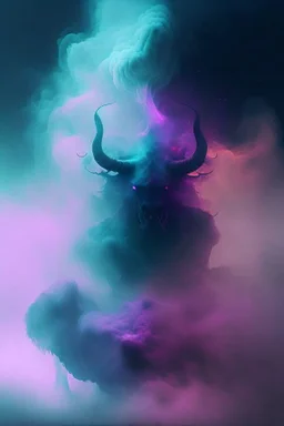 fog and smoke in a shape of a monsterous demon beast and a colour of cosmos