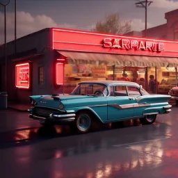 Ultra Realistic retro sci-fi afire Supermarket parking scene, 1960 year, many people. blonde woman, sweet scarlet Johansson face, perfect iris, glow eyes, face makeup, tight latex coat; many panic people, Retro sci-fi style, soft color, highly detailed, unreal engine 5, ray tracing, RTX, lumen lighting, ultra detail, volumetric lighting, 3d, finely drawn, high definition, high resolution.