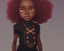 Portrait of a 9 year old cute black toddler witch with busy hair by Nick Harris