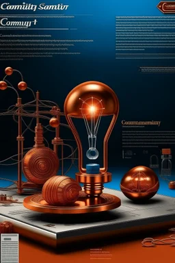 Produce a image in the field of electricity and electronics for the cover of a magazine in a completely innovative way and inspired by the copper industry.