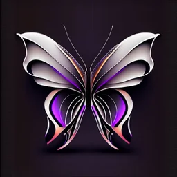 symetry!!, butterfly!!, view from a side, wings waving, logo, NFT, futuristic, curves, lines, simple, gradient, creative