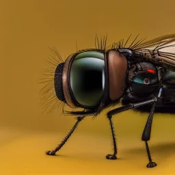 Photo of fly, 900mm lens, ultrarealistic,hyper detailed, front view, centered.