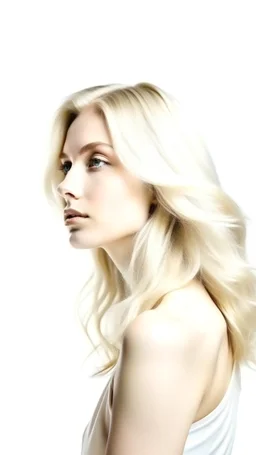 design of a blonde girl with a beautiful hair, soft skin, , sharpen image, white background