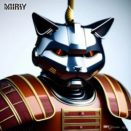 beautiful smooth realistic Japanese samurai robot cat body, run on dark cosmos background, dog еye, extremely sharp detail, finely tuned detail, ultra high definition, 8 k, unreal engine 5, ultra sharp focus, accurate sword wings, positive smile