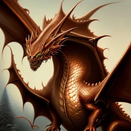 Dibujo al oleo Épico de cuerpo completo de Dragon Smaug dibujado por Pablo Olivera