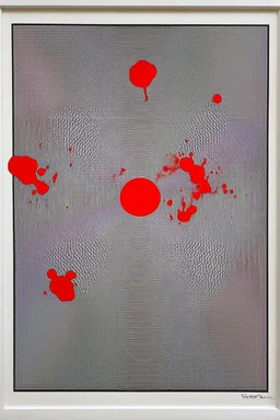 Harmonox; Victor Vasarely; black and white with splashes of poppy red