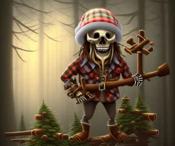 a skeleton lumberjack wearing a wool cap, by Stephen hillenberg