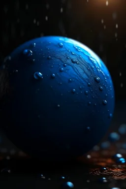 blue ball as a soul, rain, dark, apart