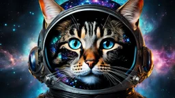 cat-alien stunning weird hybrid , galaxy, stars, fantasy, sci-fi, detailed, masterpiece intricate detail, deep colors, hight textures, glitch, metallic shine, sharp focus, 64 megapixels, surreal mood