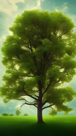 A single green tree alone with no background