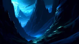 BLUE DARK ANIME MOUNTAIN LANDSHAFT